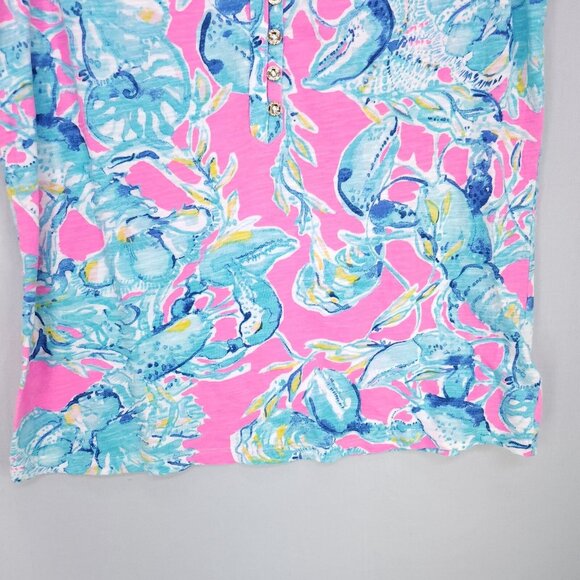 Lilly Pulitzer Tank Top Womens XS Essie Lobsters Beach Colorful Summer Blouse - Picture 5 of 12